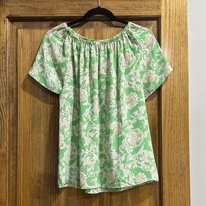 LOFT Green Paisley Off-Shoulder Tunic